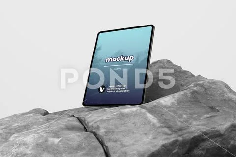 Ipad Mockup on the Stone PSD-sjabloon