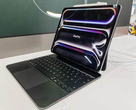 IPad Pro with Keyboard Attachment Displayed Foto stock