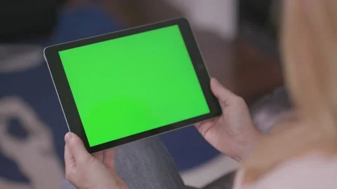 IPad Tablet Green Screen Over the Shoulder Stock Footage