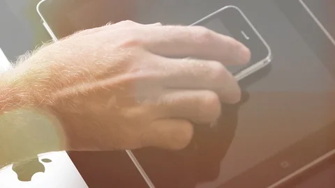 IPad tablet, iPhone 3gs smartphone and iMac computer Stock Footage 107783820