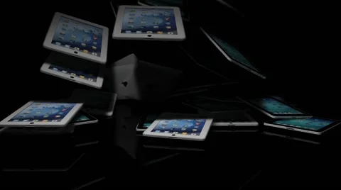 IPads Falling On A Reflective Stage 스톡 동영상 42094110