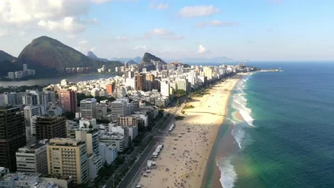 Ipanema beach and rodrigo de freitas lake aerial view 4k Video stock 165362979
