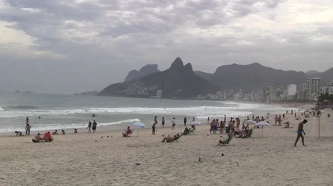 Ipanema Beach Cloudy Day Stock Footage 54170192