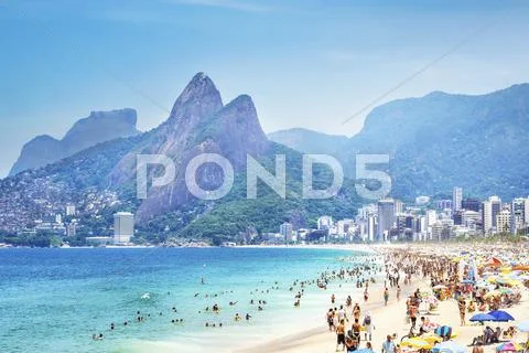 Ipanema Beach in Rio de Janeiro, Brazil Stock Photos