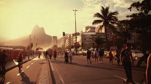 Ipanema Beach sunset Stock Footage 23722170
