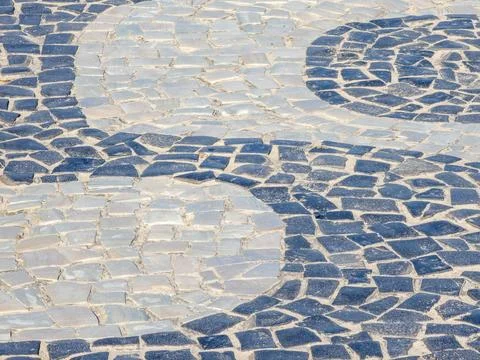 Ipanema beachfront mosaic sidewalk pattern in rio Stock Photos