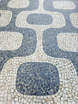 Ipanema mosaic sidewalk pattern in rio de janeiro Stock Photos