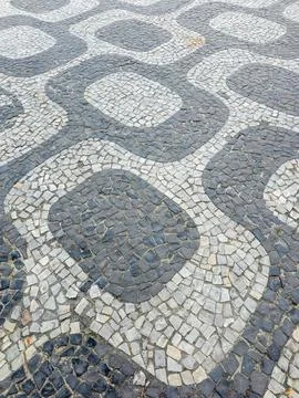 Ipanema mosaic sidewalk pattern in rio de janeiro 스톡 사진