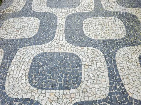 Ipanema promenade pavement mosaic pattern rio de janeiro Stock Photos