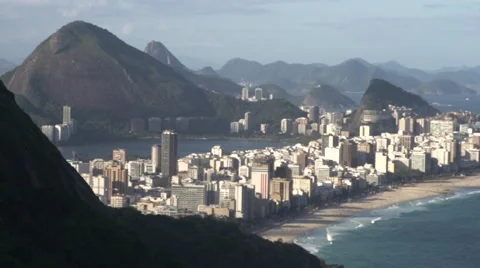 Ipanema seen from favela, Rio de Janeiro Stock Footage 68099225