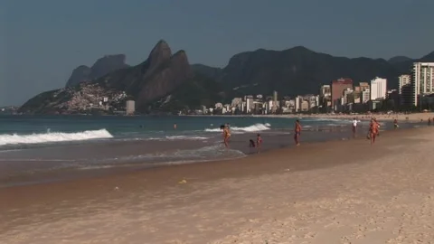 Ipanema's beach panoramic - September 16th, 2010 Stock Footage 313742537