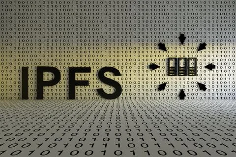 IPFS concept text sunlight 3D illustration Stock Illustration