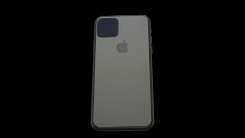 IPhone 11 backside matte black color isolated on black background. Stock Illustration