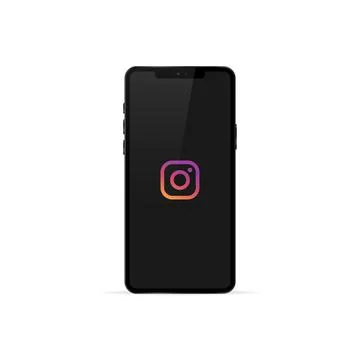 Iphone 11, Instagram logo screen, dark mode. Editorial vector. Kyiv, Ukraine Stock Illustration