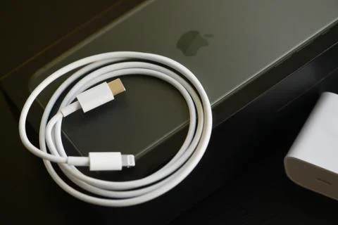 IPhone 11 Pro Max with Fast Charger Stock Photos