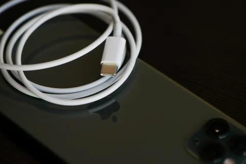 IPhone 11 Pro Max with Fast Charger Stock Photos
