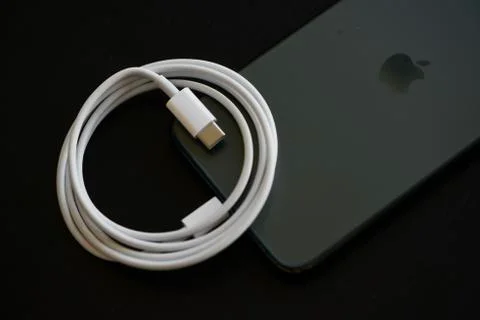 IPhone 11 Pro Max with Fast Charger Stock Photos