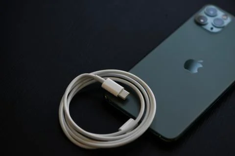 IPhone 11 Pro Max with Fast Charger Stock Photos