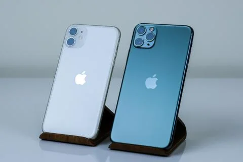 IPhone 11 Pro Max in midnight green color. Stock Photos