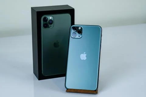 IPhone 11 Pro Max in midnight green color. Stock Photos