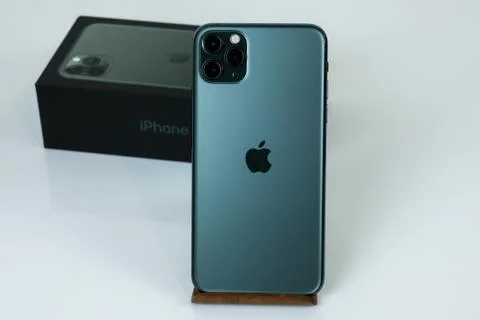 IPhone 11 Pro Max in midnight green color. Stock Photos