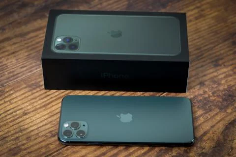 IPhone 11 Pro Max in midnight green color. Stock Photos
