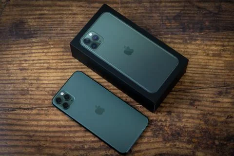 IPhone 11 Pro Max in midnight green color. Stock Photos