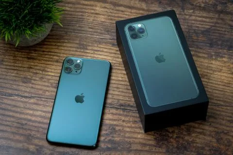 IPhone 11 Pro Max in midnight green color. Stock Photos