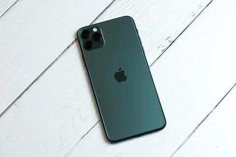 IPhone 11 Pro Max in midnight green color. Stock Photos