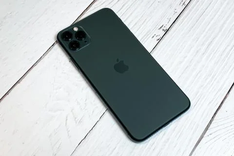 Iphone 11 Pro Max in midnight green color. Stock Photos