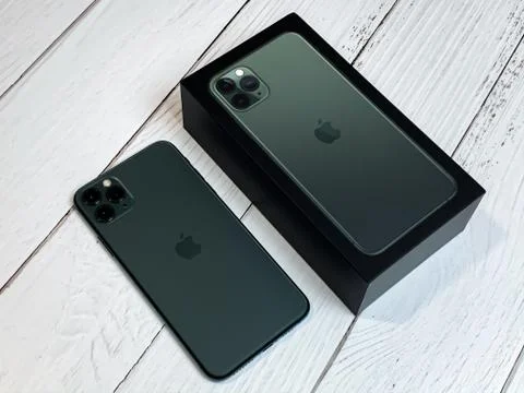 IPhone 11 Pro Max in midnight green color. Stock Photos