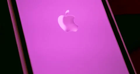 Iphone 12 Pro max, Apple logo, close up, purple color 스톡 동영상 144642913