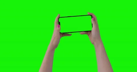IPhone 12 Pro Max isolated on chroma key. Woman hands with pink manicure Stock Footage 157608078