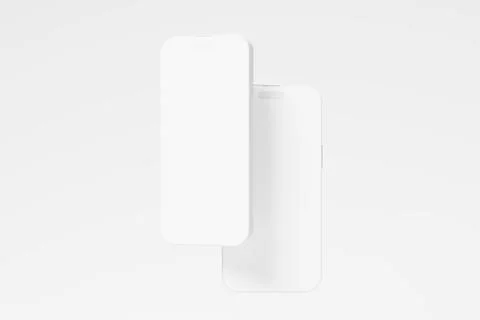 Iphone 14 Pro Max Clay 3D Rendering White Blank Mockup Stock Illustration