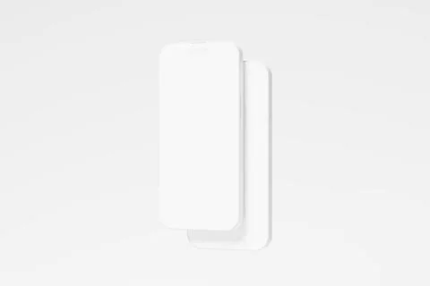 Iphone 14 Pro Max Clay 3D Rendering White Blank Mockup Stock Illustration