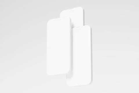 Iphone 14 Pro Max Clay 3D Rendering White Blank Mockup Stock Illustration