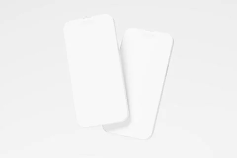 Iphone 14 Pro Max Clay 3D Rendering White Blank Mockup Stock Illustration