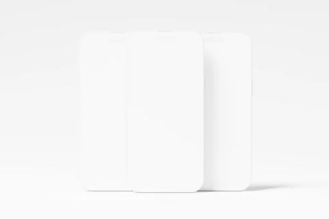 Iphone 14 Pro Max Clay 3D Rendering White Blank Mockup Stock Illustration