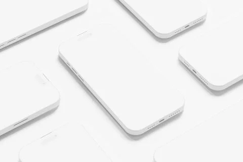 Iphone 14 Pro Max Clay 3D Rendering White Blank Mockup Stock Illustration