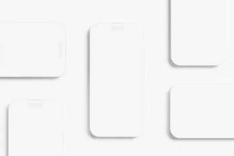 Iphone 14 Pro Max Clay 3D Rendering White Blank Mockup Stock Illustration