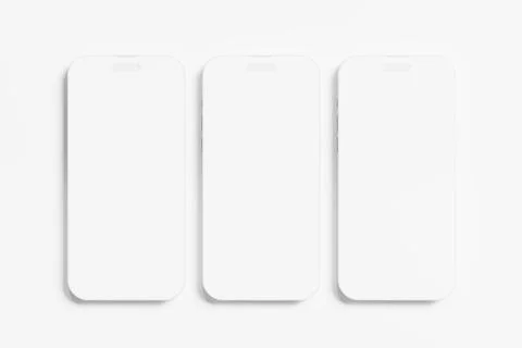 Iphone 14 Pro Max Clay 3D Rendering White Blank Mockup Stock Illustration