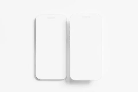Iphone 14 Pro Max Clay 3D Rendering White Blank Mockup Stock Illustration