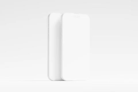 Iphone 14 Pro Max Clay 3D Rendering White Blank Mockup Stock Illustration