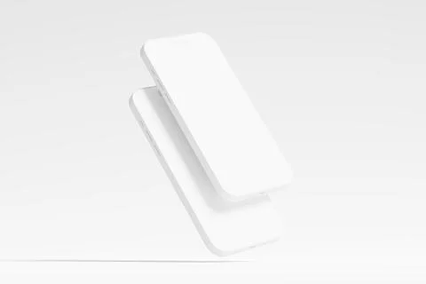 Iphone 14 Pro Max Clay 3D Rendering White Blank Mockup Stock Illustration