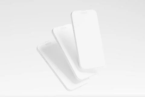 Iphone 14 Pro Max Clay 3D Rendering White Blank Mockup Stock Illustration