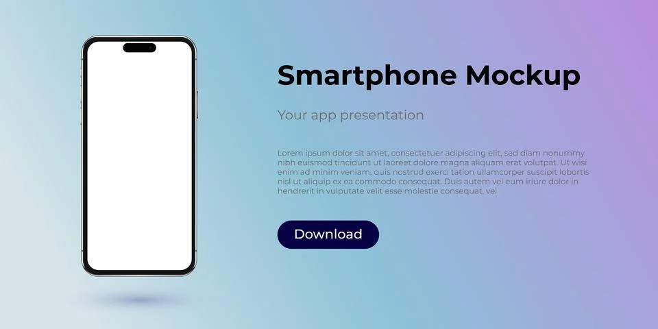 Iphone 14 vector smartphone mockup. 3D illustration of a modern apple cellphone Stock Illustration