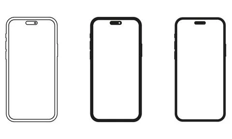 Iphone 15 mockup with blank white screen in realistic, clay, flat vector, lin Stock Illustration