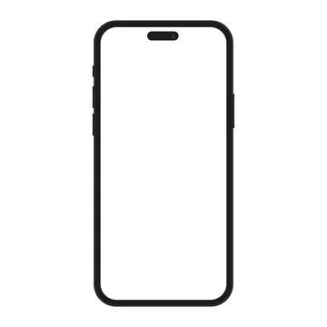 Iphone 15 mockup with blank white screen in realistic, clay, flat vector, lin Stock Illustration