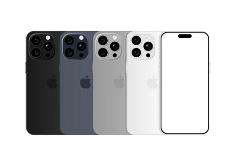 Iphone 15 Pro model. All colors. Front view and back view. Smartphone mocku.. Stock Illustration
