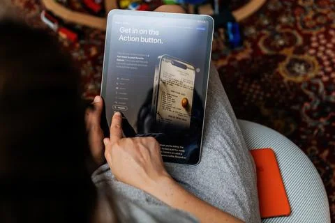 IPhone 15 Pro New Action Button: iPad Pro Exploration Stock Photos